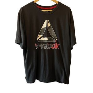 MENS REEBOK Black Logo Casual Short Sleeve Cotton Tee Shirt XL